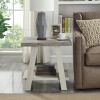 Athens Contemporary Two-Tone Wood Shelf End Table in Weathered Gray and Beige