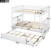 Full over Full Bunk Bed with Twin Size Trundle, Convertible Beds, White