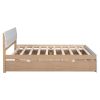 Modern Full Bed Frame With Twin Size Trundle And 2 Drawers For White High Gloss With Light Oak Color