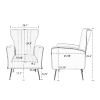 Velvet Accent Chair, Wingback Arm Chair with Gold Legs, Upholstered Single Sofa for Living Room Bedroom, White