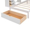 Full Over Twin Bunk Bed with Desk, Drawers and Shelves, White