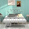 Ola Metal Bed, White with Gold Details, Full