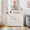 Bedroom dresser, 9 drawer long dresser with antique handles, wood chest of drawers for kids room, living room, entry and hallway, White, 47.56''W x 15