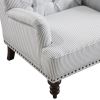 Luxurious Living Room Accent Chair 1pc White Gray Fabric Upholstered Button Tufted Nailhead Trim Modern Living Room Furniture