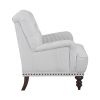 Luxurious Living Room Accent Chair 1pc White Gray Fabric Upholstered Button Tufted Nailhead Trim Modern Living Room Furniture