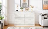 Bedroom dresser, 9 drawer long dresser with antique handles, wood chest of drawers for kids room, living room, entry and hallway, White, 47.56''W x 15