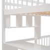 Full Over Twin Bunk Bed with Desk, Drawers and Shelves, White