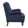 Luxurious Living Room Accent Chair 1pc Blue Velvet Upholstered Button Tufted Nailhead Trim Modern Living Room Furniture