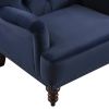 Luxurious Living Room Accent Chair 1pc Blue Velvet Upholstered Button Tufted Nailhead Trim Modern Living Room Furniture