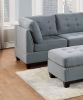 Living Room Furniture Tufted Corner Wedge Grey Linen Like Fabric 1pc Cushion Nail heads Wedge Sofa Wooden Legs