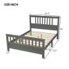 Hard Wood Platform Bed with Headboard Slatted Footboard No Box Spring Needed (Full; Gray) RT