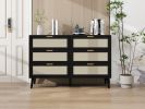 Modern 6 Drawer Dresser Wood Cabinet (Black)