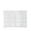 Bedroom dresser, 9 drawer long dresser with antique handles, wood chest of drawers for kids room, living room, entry and hallway, White, 47.56''W x 15