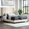 Bridgevine Home Queen Size Beige Tufted Upholstered Platform Bed