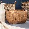 Ludmilla Rectangular Multi Purpose Water Hyacinth Woven Wicker Baskets with Handles - 16" x 12" x 13" - Natural Brown - For Towel, Toys, Magazine and