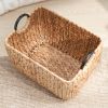 Ludmilla Rectangular Multi Purpose Water Hyacinth Woven Wicker Baskets with Handles - 16" x 12" x 13" - Natural Brown - For Towel, Toys, Magazine and