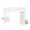 Twin Size Loft Bed with Built-in Desk with Two Drawers, and Storage Shelves and Drawers,White