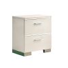 Contemporary 1pc Nightstand White Color High Gloss Lacquer Coating Chrome Handles and Feet Bedside Table w USB Charger Bedroom Furniture