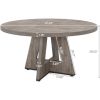 Round Dining Table for 4, 47 Inch Grey Kitchen Table Small Dinner Table Farmhouse Wood Kitchen Dinning for Dining Room