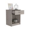 DEPOT E-SHOP Beryl Nightstand, One Drawer, Low Shelf, Superior Top, Light Gray