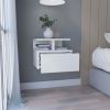 DEPOT E-SHOP Seward Floating Nightstand, Wall Mounted with Single Drawer and 2-Tier Shelf, White