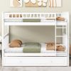 Full over Full Bunk Bed with Twin Size Trundle, Convertible Beds, White