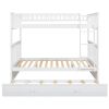 Full over Full Bunk Bed with Twin Size Trundle, Convertible Beds, White