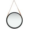 Wall Mirror with Strap 16.7" Black