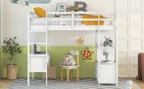 Twin Size Loft Bed with Built-in Desk with Two Drawers, and Storage Shelves and Drawers,White