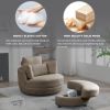 39"W Oversized Swivel Chair with moon storage ottoman for Living Room, Modern Accent Round Loveseat Circle Swivel Barrel Chairs for Bedroom Cuddle Sof