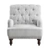 Luxurious Living Room Accent Chair 1pc White Gray Fabric Upholstered Button Tufted Nailhead Trim Modern Living Room Furniture