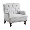 Luxurious Living Room Accent Chair 1pc White Gray Fabric Upholstered Button Tufted Nailhead Trim Modern Living Room Furniture