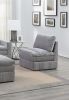 1pc Armless Chair Modular Plush Chair Sectional Sofa Living Room Furniture Granite Morgan Fabric- Suede