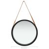 Wall Mirror with Strap 16.7" Black