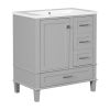 30" Bathroom Vanity , Modern Bathroom Cabinet with Sink Combo Set, Bathroom Storage Cabinet with a Soft Closing Door and 3 Drawers, Solid Wood Frame(G