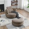 39"W Oversized Swivel Chair with moon storage ottoman for Living Room, Modern Accent Round Loveseat Circle Swivel Barrel Chairs for Bedroom Cuddle Sof