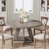 Round Dining Table for 4, 47 Inch Grey Kitchen Table Small Dinner Table Farmhouse Wood Kitchen Dinning for Dining Room