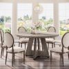 Round Dining Table for 4, 47 Inch Grey Kitchen Table Small Dinner Table Farmhouse Wood Kitchen Dinning for Dining Room