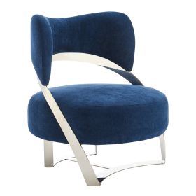 Aura Modern Accent Chair (Color: Blue and Chrome)