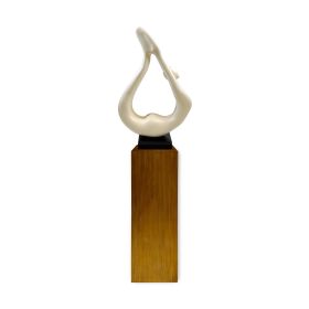 Yoga White Sculpture (Color: Wood Base)