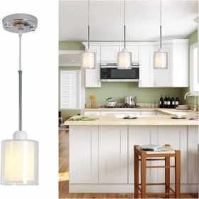 Glass Pendant Light, Modern Pendant Lighting for Kitchen Island, Farmhouse Mini Pendant Lamp with Chrome Nickel Adjustable for Dining Room, Sink, Doub (Color: as picture)