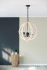 6 - Light Wood Chandelier, Hanging Light Fixture with Adjustable Chain for Kitchen Dining Room Foyer Entryway, Bulb Not Included