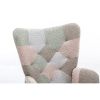 Modern Patchwork Accent Chair with Solid Wood Armrest and Feet, Mid-Century Modern Accent Sofa, Fabric Sofa Chair for Living Room Bedroom Studio, Comf