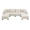 133*65" Corduroy Modular Sectional Sofa,U Shaped Couch with Armrest Bags,6 Seat Freely Combinable Sofa Bed,Comfortable and Spacious Indoor Furniture f