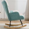 Modern Patchwork Accent Chair with Solid Wood Armrest and Feet, Mid-Century Modern Accent Sofa, Fabric Sofa Chair for Living Room Bedroom Studio, Comf